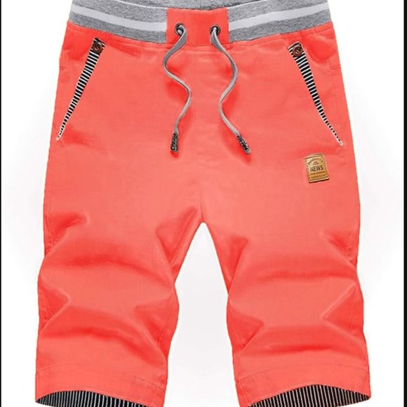 Tansozer Coral Pink Shorts Casual Classic Fit Drawstring Hybrid Shorts Medium - Picture 2 of 15